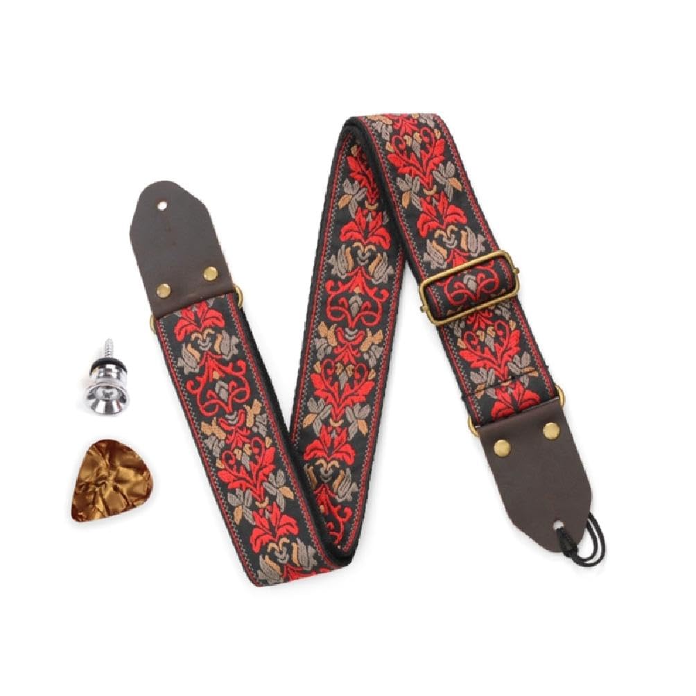 Amazon.co.jp: 刺繍ベースギターストラップヴィンテージ