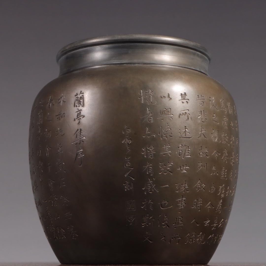 御錫屋天下一美作守款 一刀老人彫 古錫 茶壷18.5cm 茶心壺 茶入