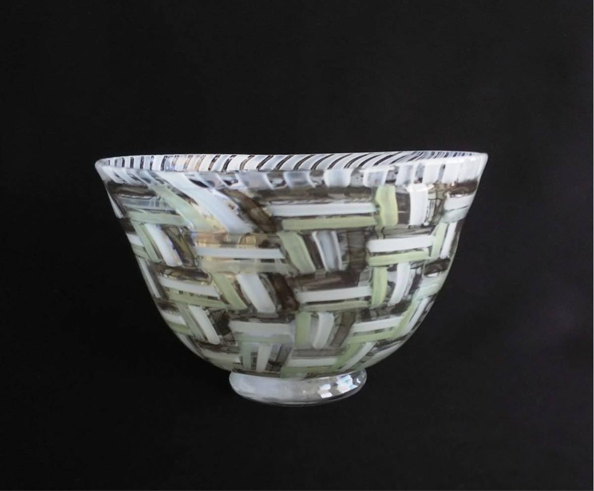 ☆藤原奈津江作☆高度な技術☆レースガラスフュージング長皿（2