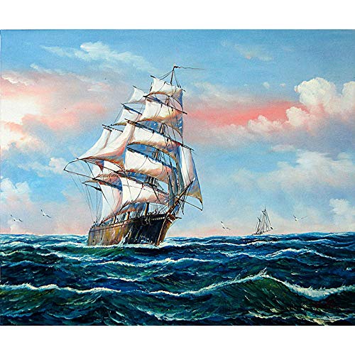 Amazon.co.jp: フルトン『夕暮れの海(帆船F20)』油彩画 風景画 海洋画