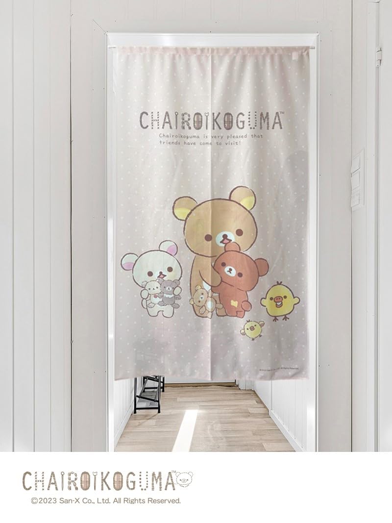 MANY ハンドメイド クマのアップリケ付き暖簾 MANY ハンドメイド クマ