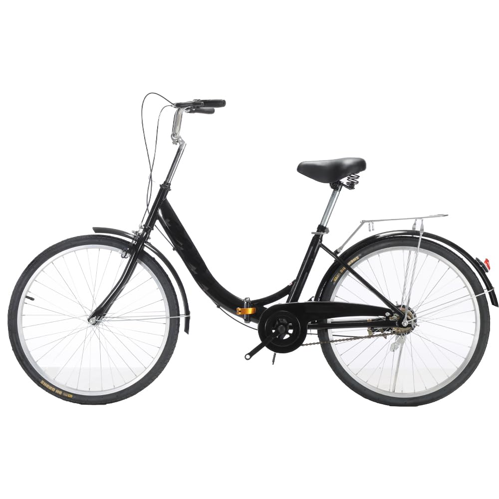 Amazon | ママチャリ 折りたたみ自転車 26インチ6段変速ミニベロ カゴ