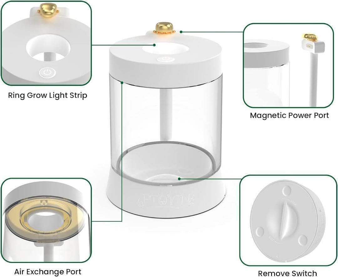 癒し植物ナイトライトグロウライト付き多肉植物の鉢 植物育成 LED USB