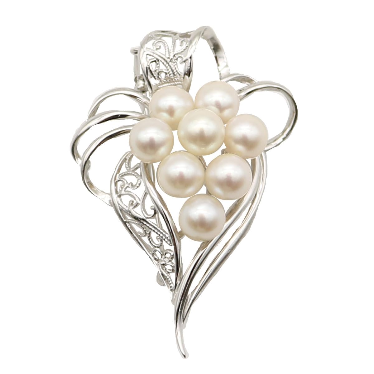 A72【SILVER】本真珠 あこや真珠 アコヤ真珠 パール 真珠 ブローチ