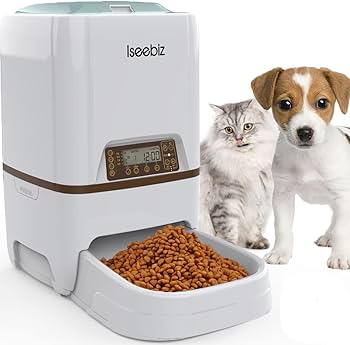 Amazon | Iseebiz 自動給餌器 猫 犬用ペット自動餌やり機 5L大容量 1日