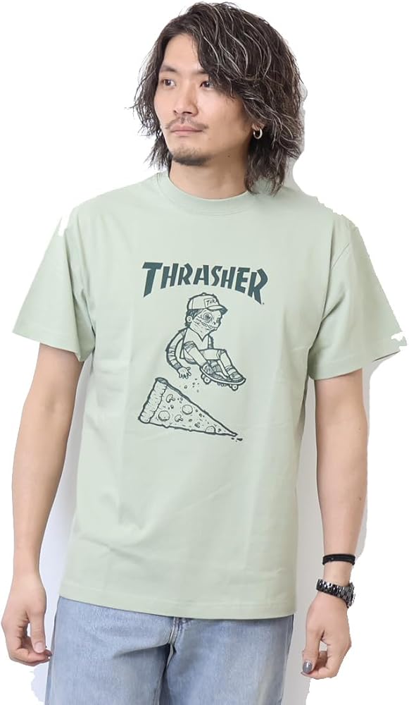 Amazon | [スラッシャー] メンズ 半袖 プリントTシャツ (ピザ