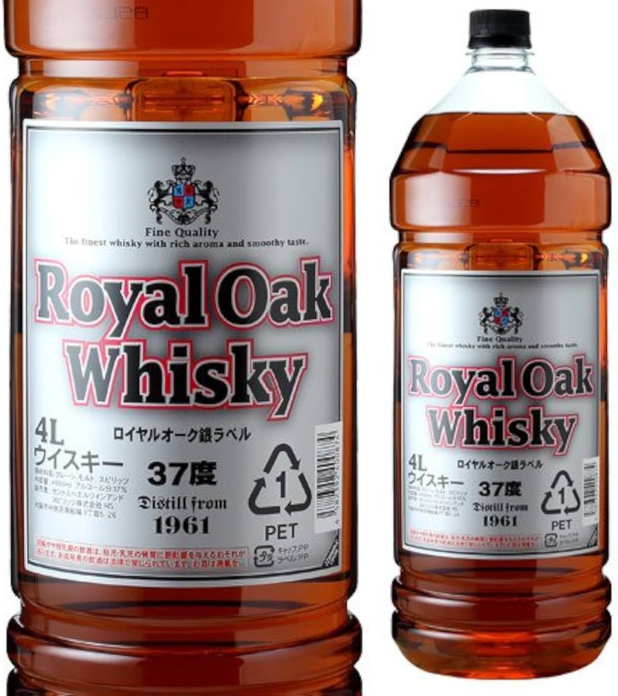 Amazon.co.jp: ロイヤルオーク 銀ラベル ウイスキー 37度 4L(4000ml)×4