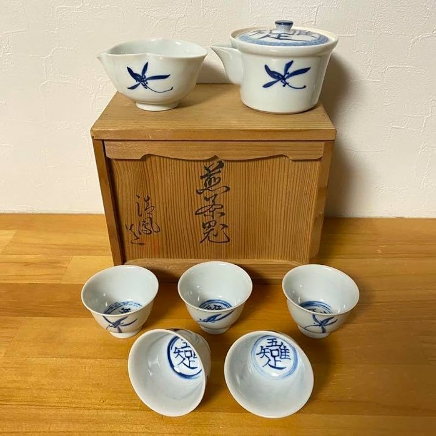 Amazon.co.jp: 煎茶器 清鳳作 宝瓶湯冷し煎茶椀5客 箱入り 煎茶道具