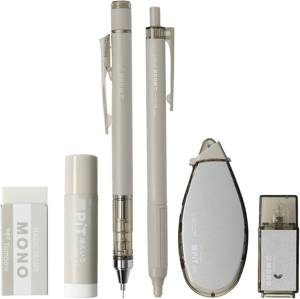 Amazon.co.jp: トンボ(Tombow) 鉛筆 MONO PIT 文具セット6点 アッシュ