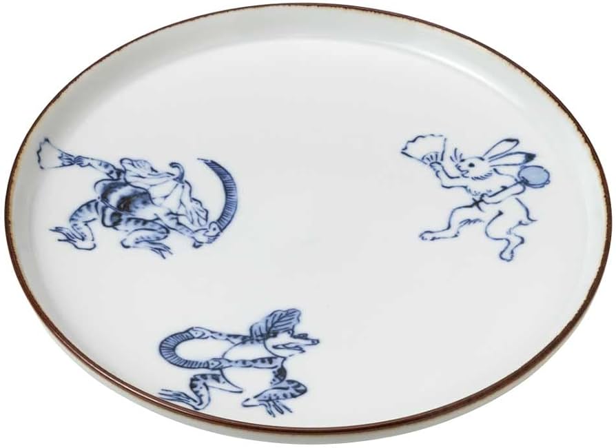 Amazon | 波佐見焼 鳥獣戯画／田楽 皿 日本製 磁器取皿 中皿 兎や蛙が