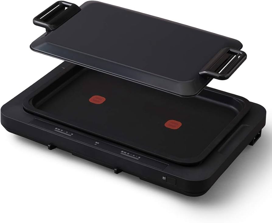 Amazon | ホットプレート 左右温度調整 1枚 ブラック WHPK-011-B