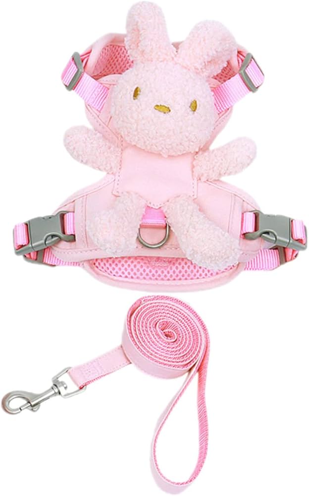 シュシュ型ハーネス(ピンクローズ)&リードセット、わんちゃん猫ちゃん用