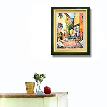 石川佳図 モンマルトル 作街並みの風景 油彩画 SM号 額と箱付き