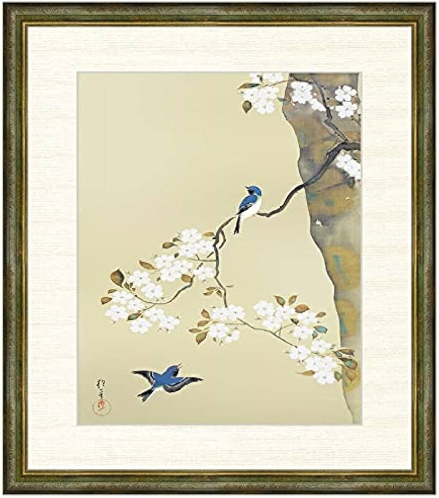 酒井抱一/山桜小禽図/桜に小鳥図/大横物/掛軸☆