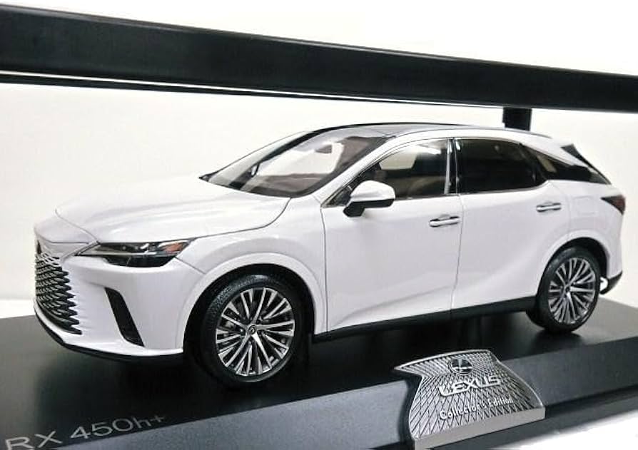 限定版1/18 レクサスRX450h+ ミニカー模型完成品展示台付き白