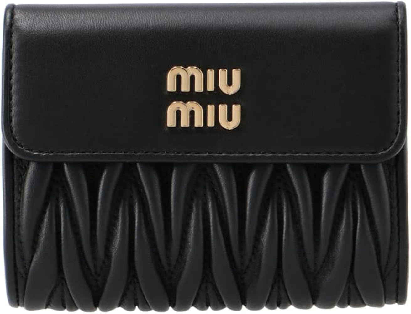めーめー ミュウミュウ 折り財布5ML002 マテラッセ 黒 ビジュー Amazon