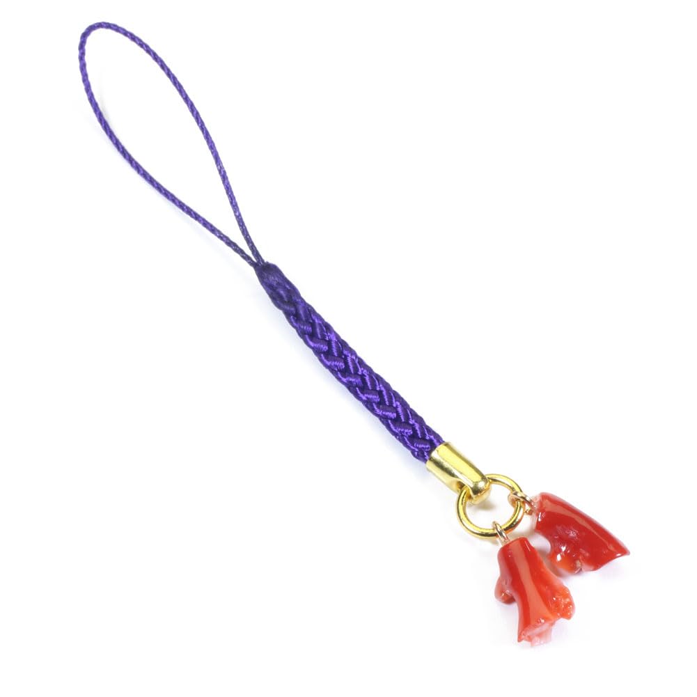 珊瑚根付け☆鯛☆ストラップ☆絹糸根付け紐