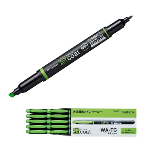 Amazon.co.jp: トンボ鉛筆 蛍光ペン 蛍コート 黄緑色 10本 WA-TC92-10P