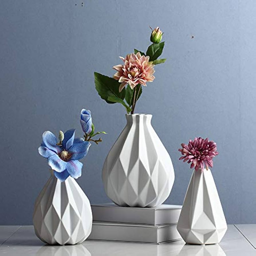 Amazon.co.jp: NEWQZ 現代 幾何学 模様 石器 花瓶、 磁器 花瓶