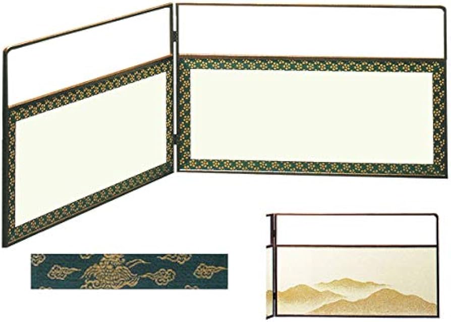 Amazon｜岡田園 茶道 屏風 風炉先屏風 1尺8寸 上透 玉桑枠 【裏-遠山