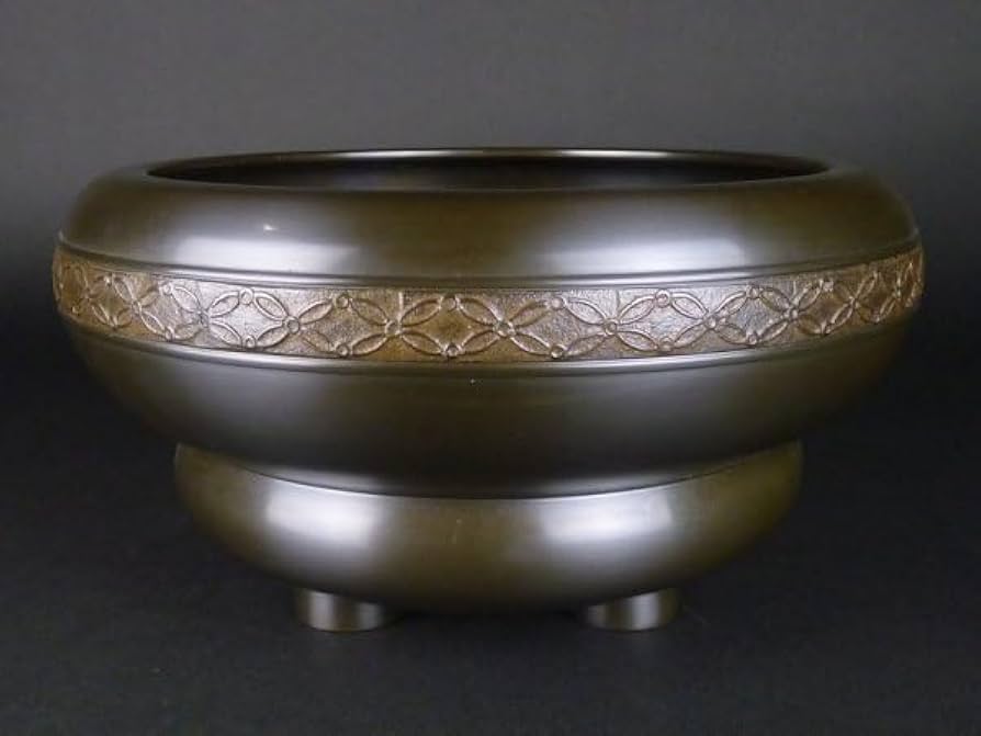 S26唐銅風炉師 福島宗秀 唐銅帯七宝菖蒲紋瓶掛・共箱・茶道具 【公式通販】