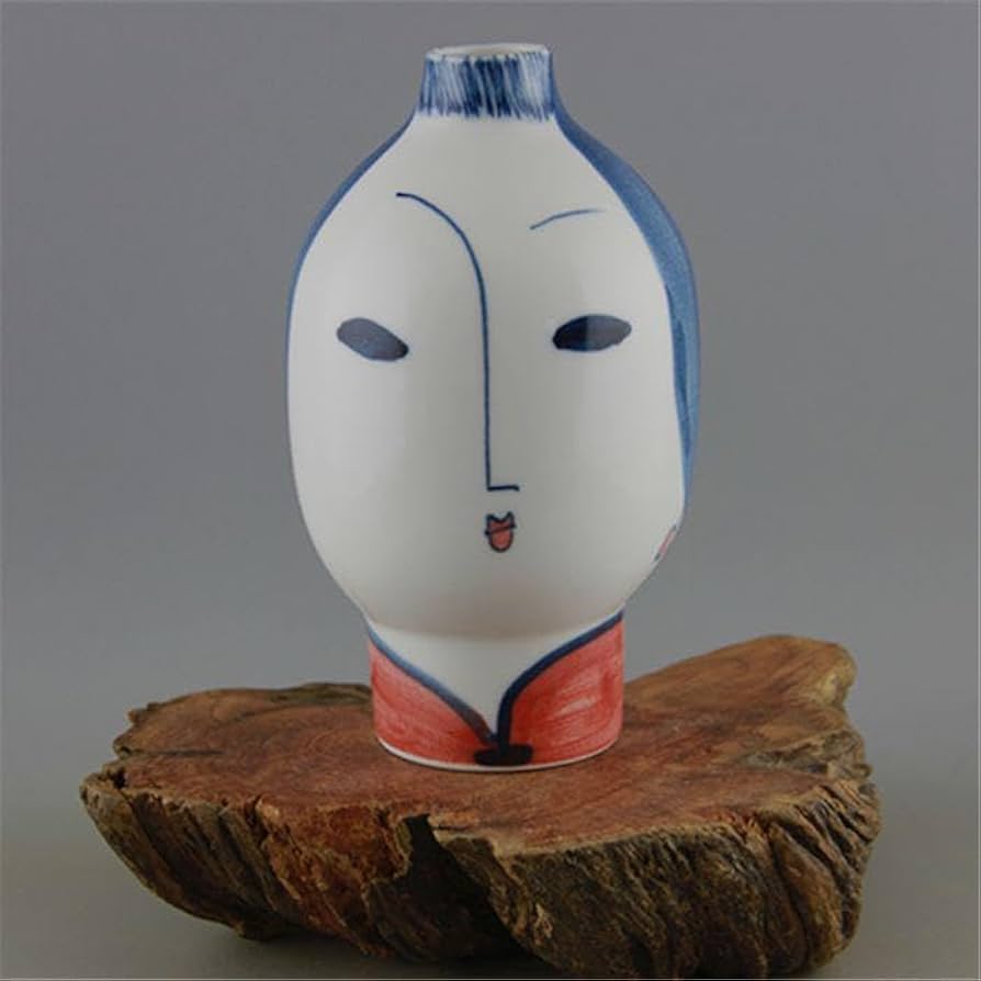 Amazon.co.jp: 高白泥磁土美女型花瓶 景徳鎮 陶磁器 装飾品 工芸品美術