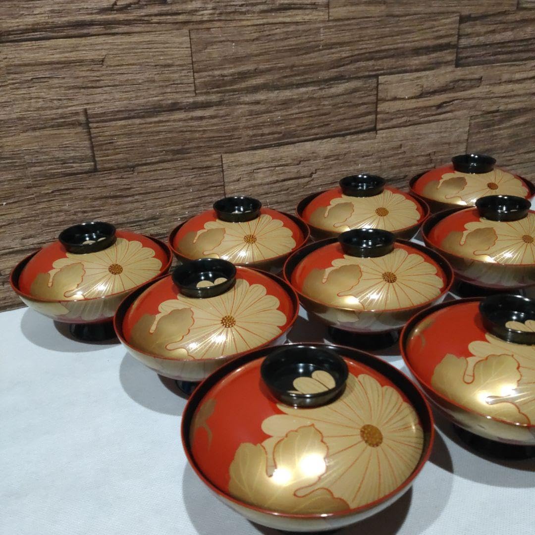 値下げしました 輪島塗 漆器 椀 5客 蒔絵 絵変わり 満月 夜景 三日月