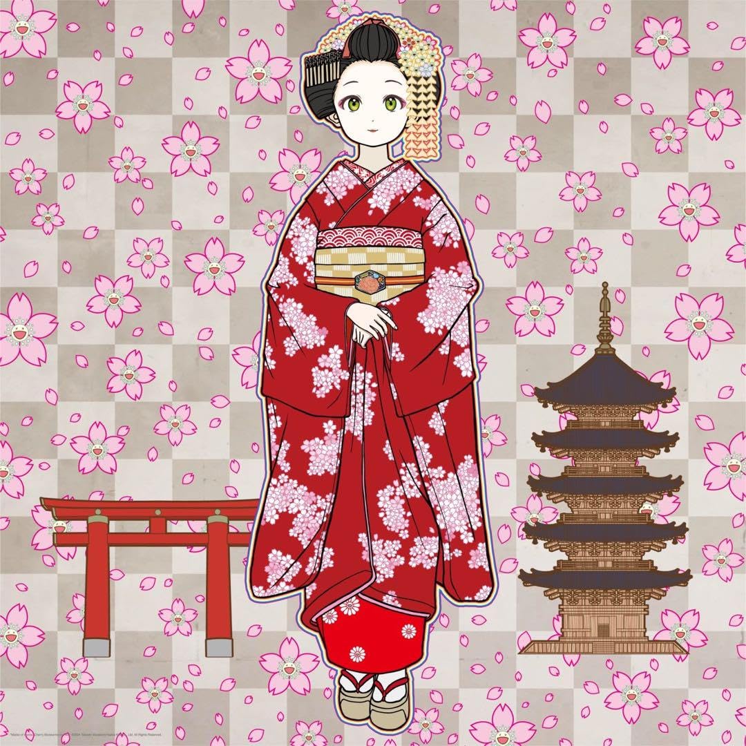 村上隆 もののけ京都 青花の壺に村上フラワー ED300 サイン入り