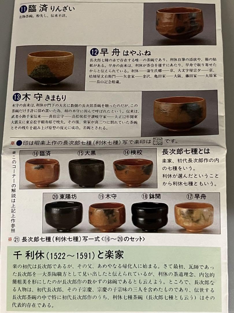 和樂作 楽七種茶碗 長治郎写し 和樂作 楽七種茶碗 長治郎写し