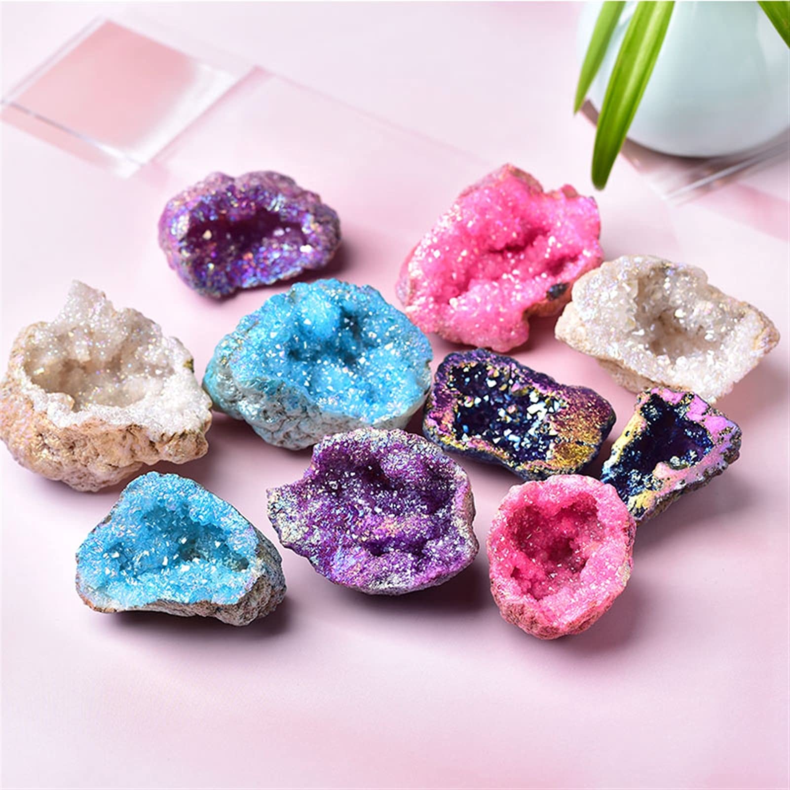 T991-2 アクアマリン水晶結晶 原石ジオードクラスター 天然石