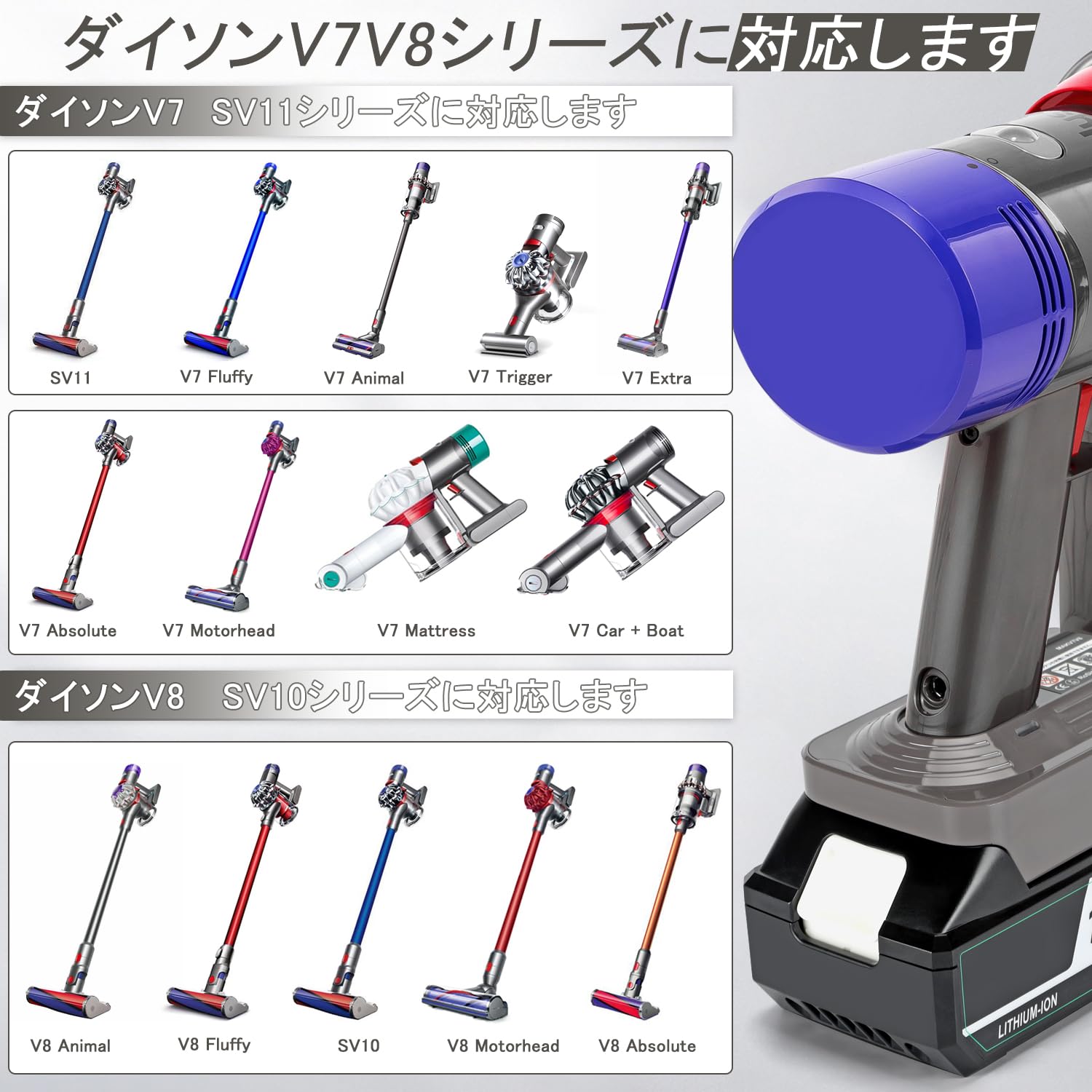 ダイソンV8 SV10K ＋マキタ18vアダプターセット 分解清掃済み 動作品