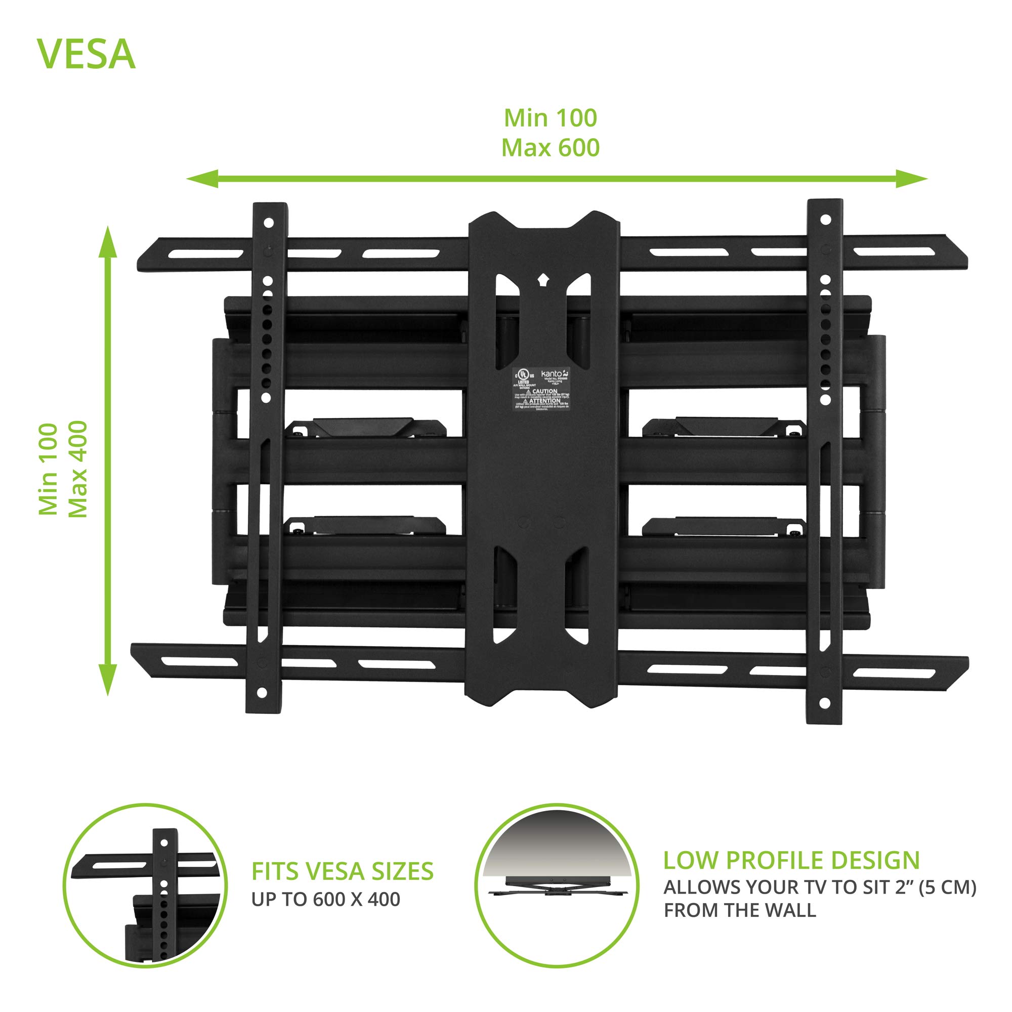 Amazon.com: Kanto PDX650 Full Motion Articulating TV Wall Mount
