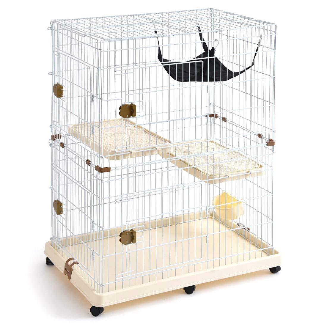 Amazon | タンスのゲン 猫ケージ 2段 幅90×奥行62×高さ114cm 2面扉付き