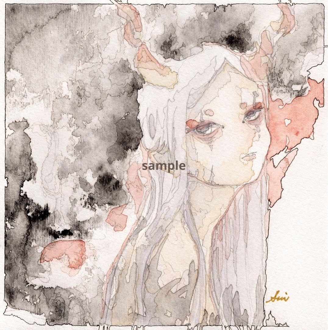 専用絵画水彩画手描きイラスト女性美人画