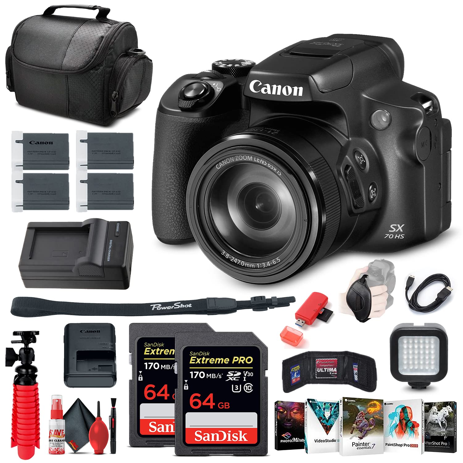Amazon.com : Canon PowerShot SX70 HS Digital Camera (3071C001) + 2