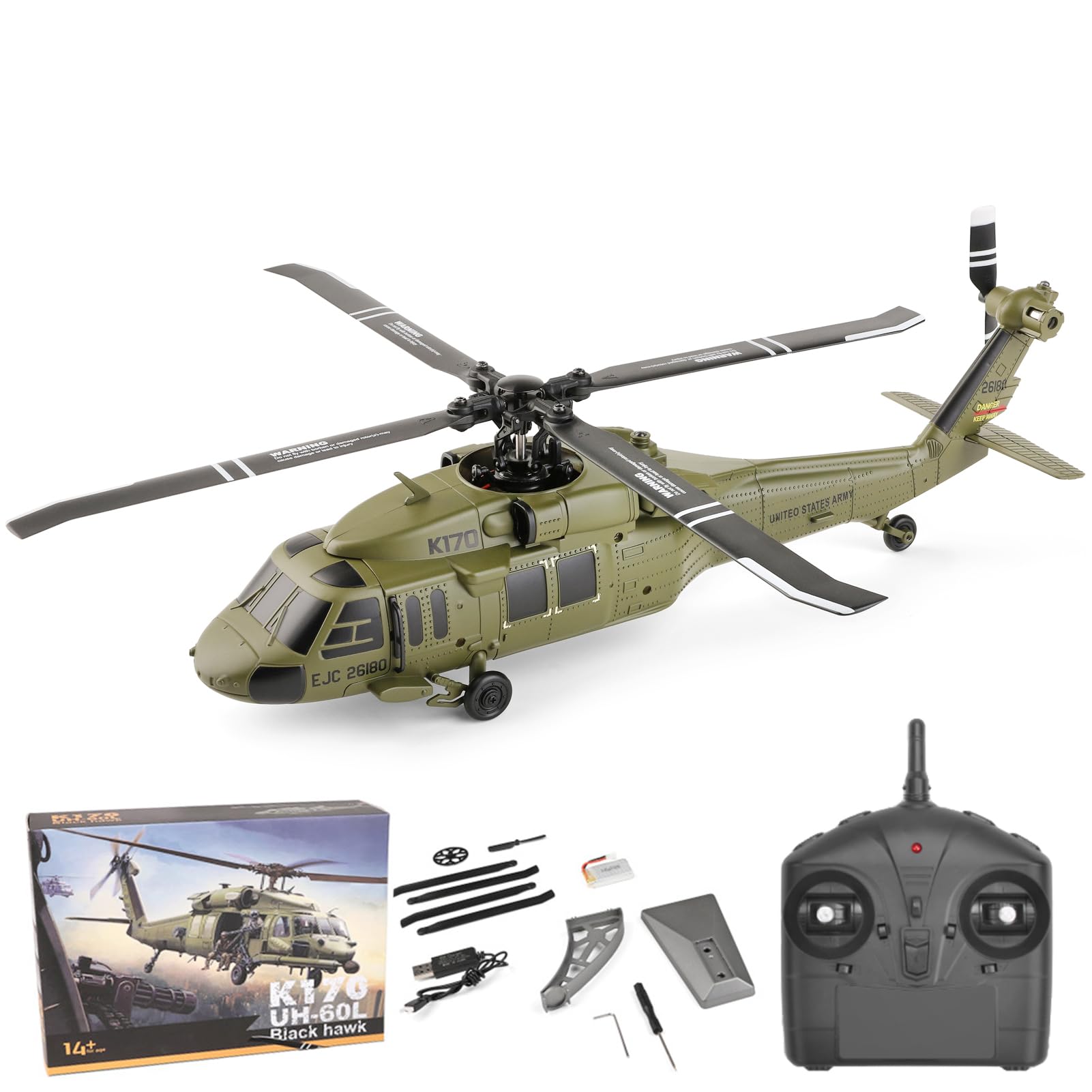 Amazon.com: Authticar K170 RC Helicopter, H-60L Black Hawk RC