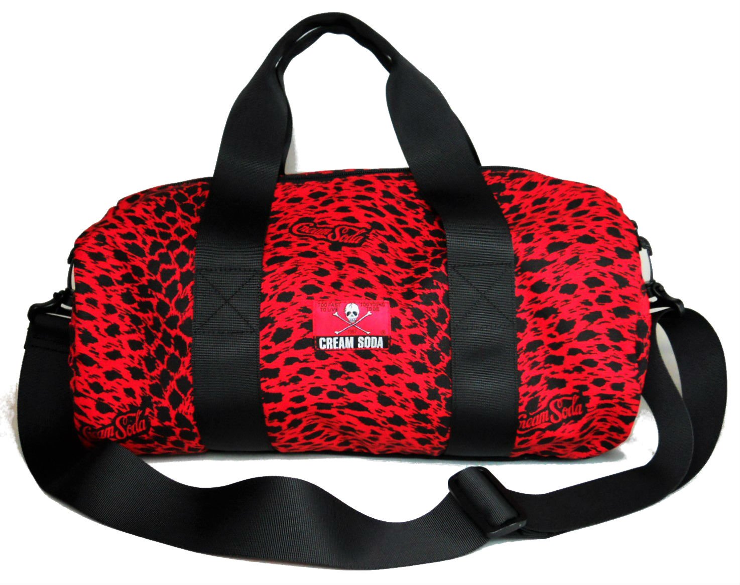 Amazon | [Cream Soda] ヒョウ柄 ドラムバッグ 『RED』 ☆ クリーム