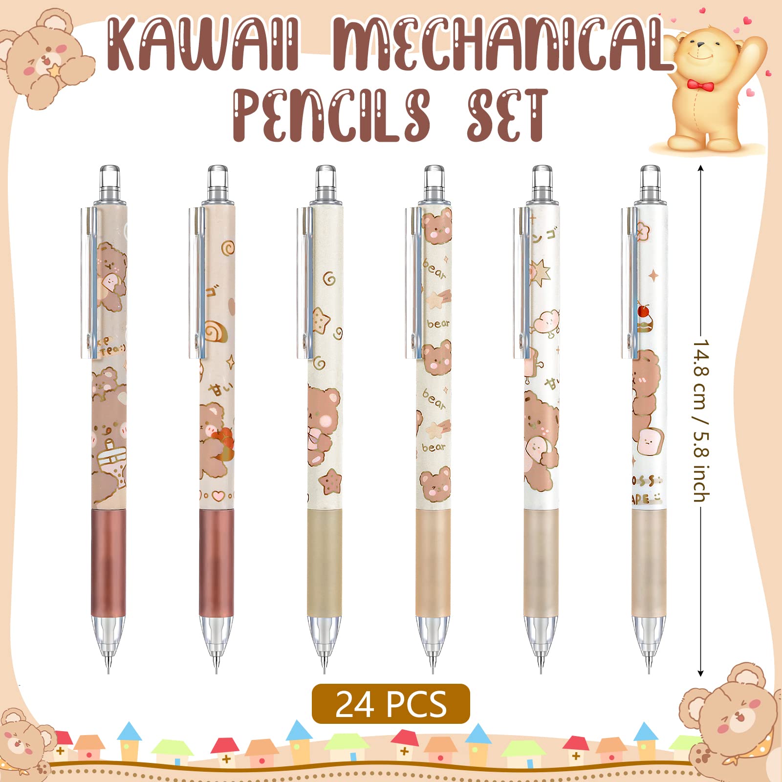 Amazon.co.jp: かわいいクマのシャープペンシル24本。0.5mmかわいい