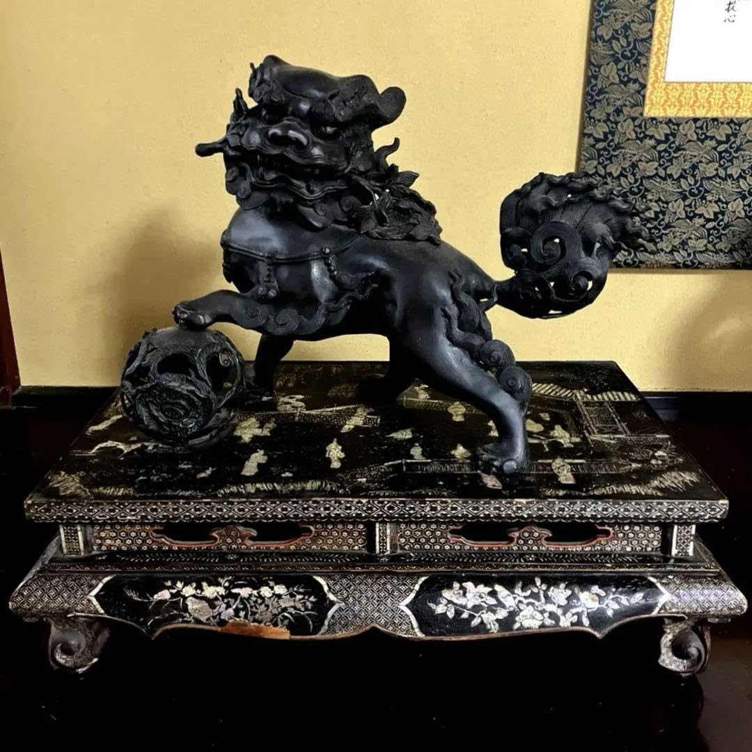 NM 中国 古銅 双獅子耳香炉 在銘 M R9067 NM 中国 古銅 双獅子