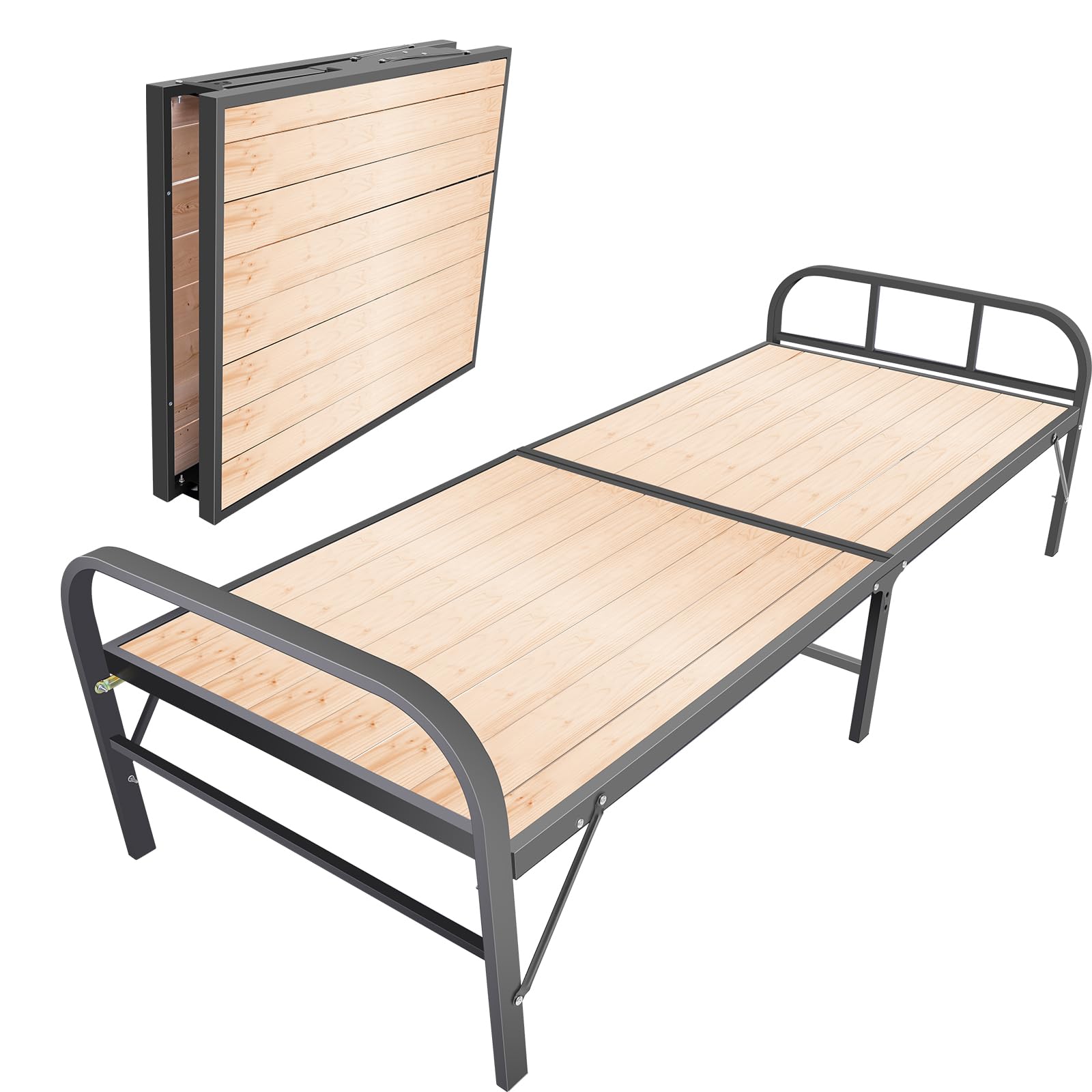 Amazon｜折りたたみベッド シングル 完成品 LORAK 耐荷重200kg 炭素鋼