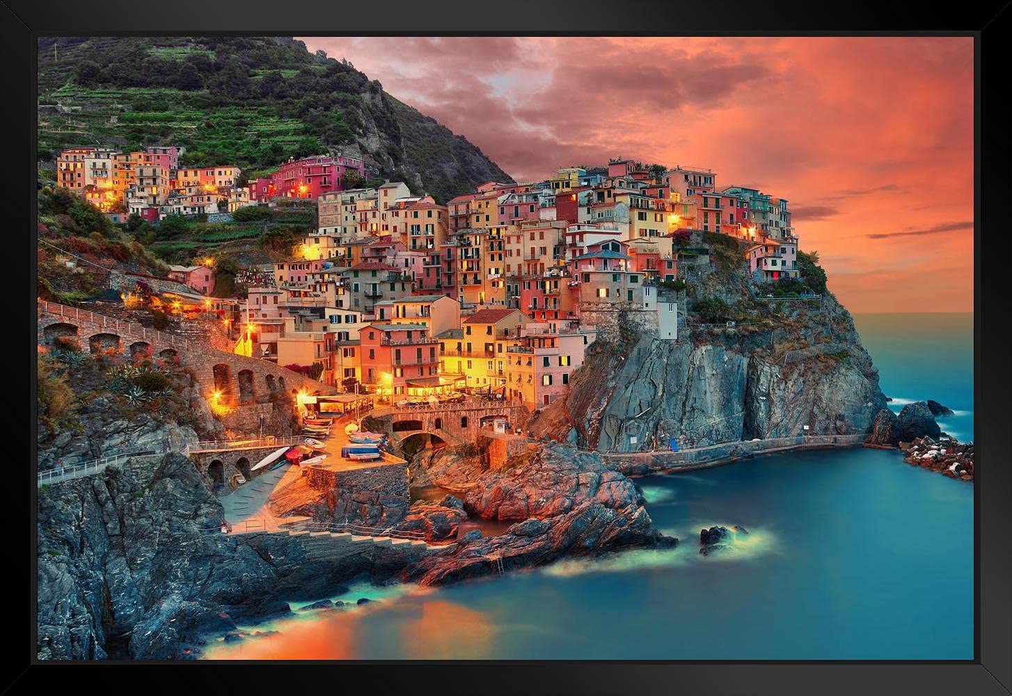 絵画イタリアコッリチェッラ海岸の夜明け