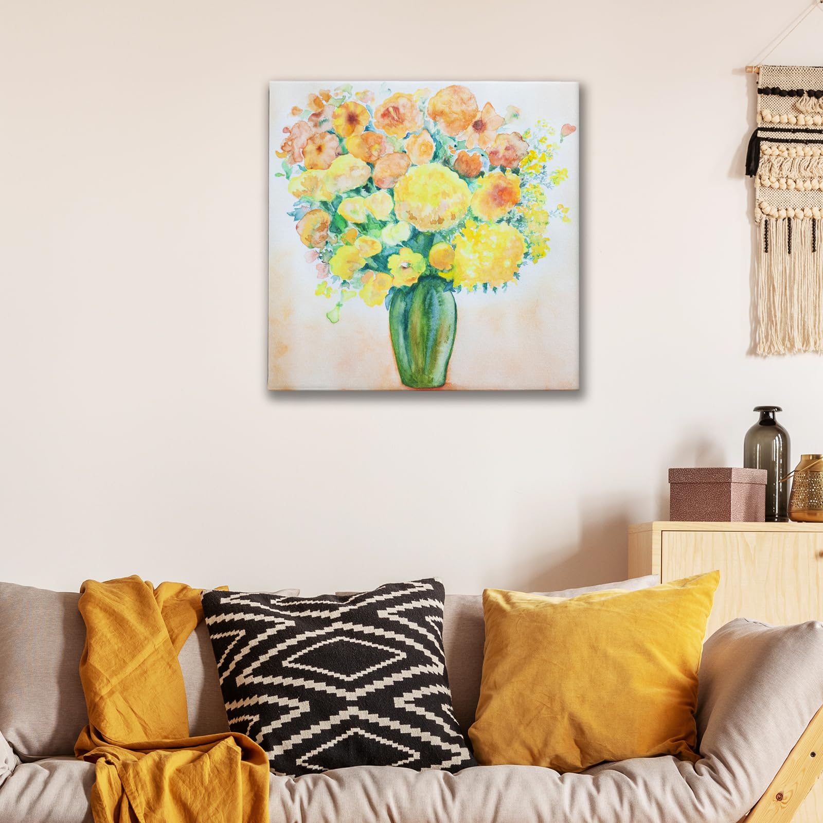 金運☆SHIRLEY FELTS 水彩画 花束大キャンパス