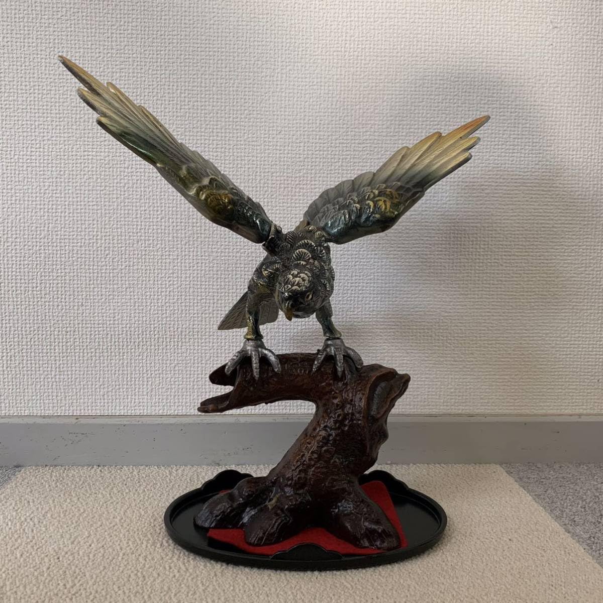 希少珍品 大きな鷲の銅製品置物 金シルバー 希少珍品大きな鷲の銅製品