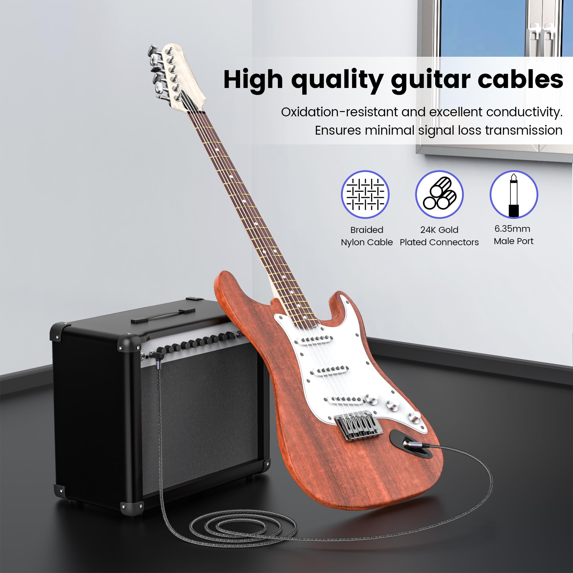 Amazon.co.jp: MOSWAGシールドケーブル、1/4インチ直角～ストレート