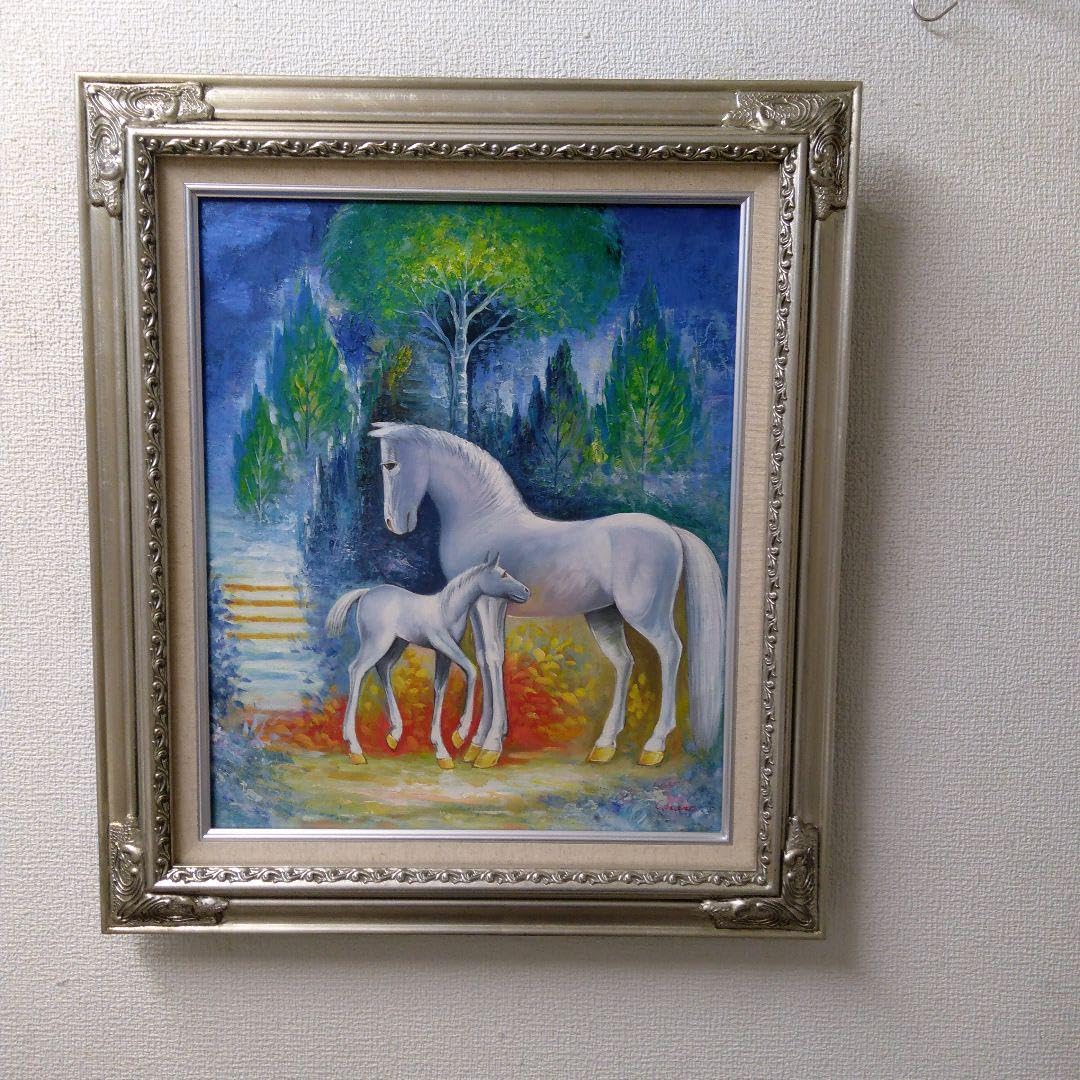 絵画 馬 額装油絵