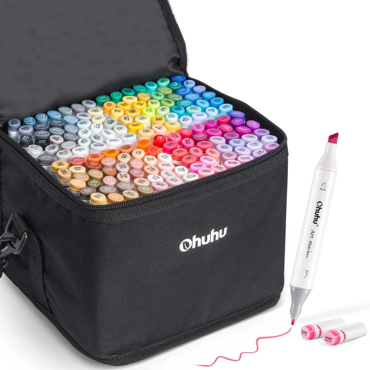 Amazon | Ohuhu イラストマーカー 160色161本 太細両端 プロ愛用