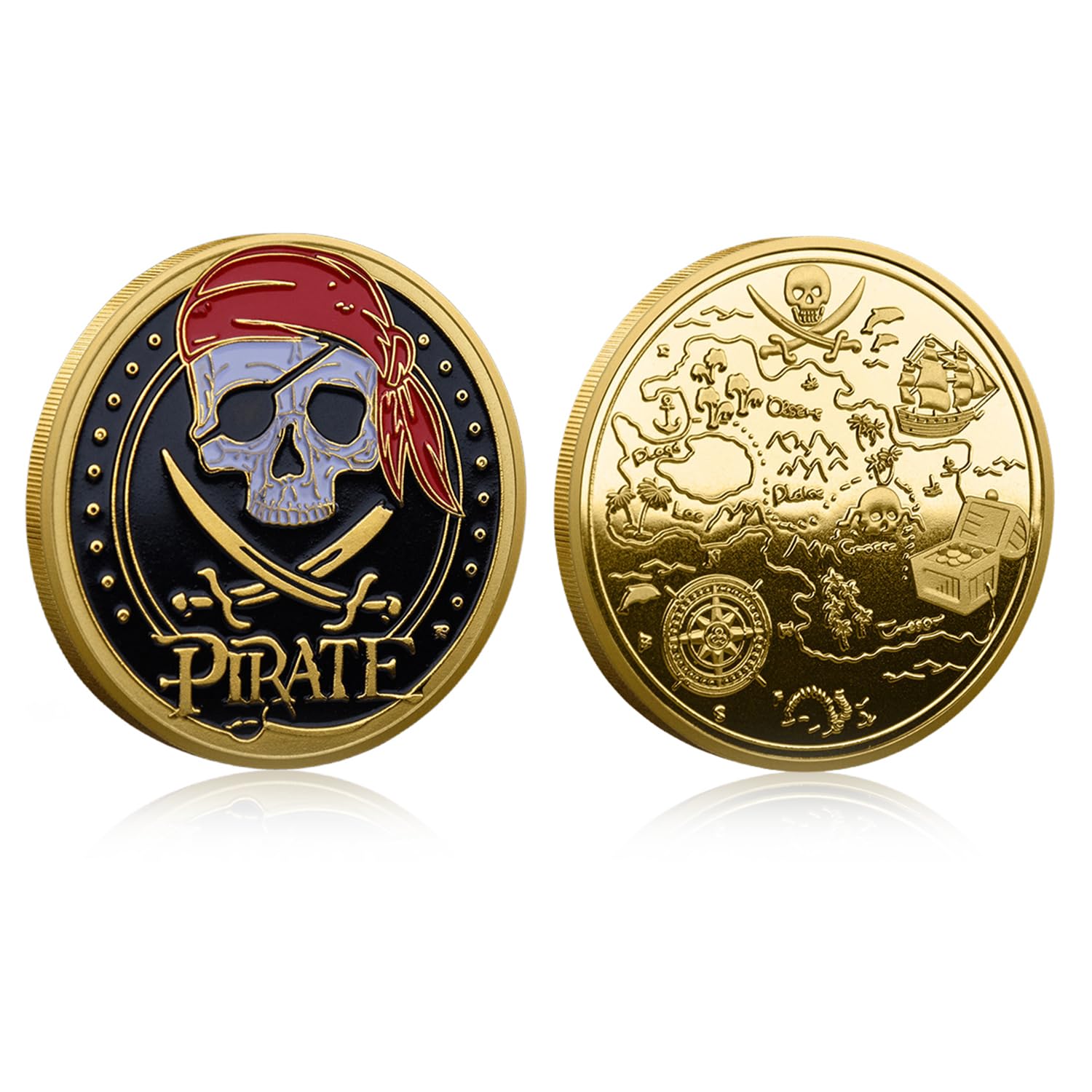 Amazon.com: Joygulls Treasure Island Bay Coin Skull Pirate Ship