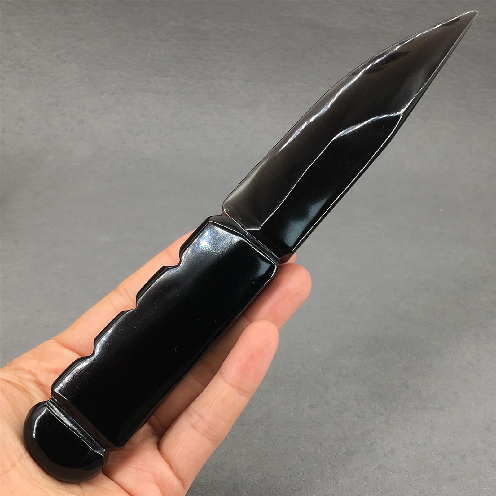 黒曜石 石器 173 手持ちナイフ スクレイパー 参考出品 黒曜石 石器 173