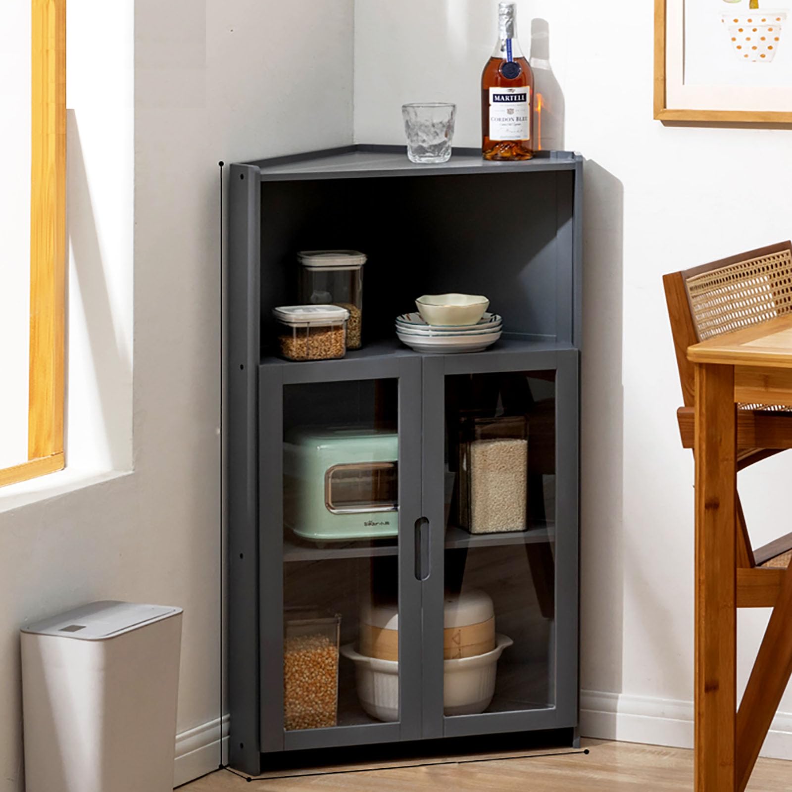 向川様】二段型 コーナー キャビネット 収納 レトロ 向川様】二段型