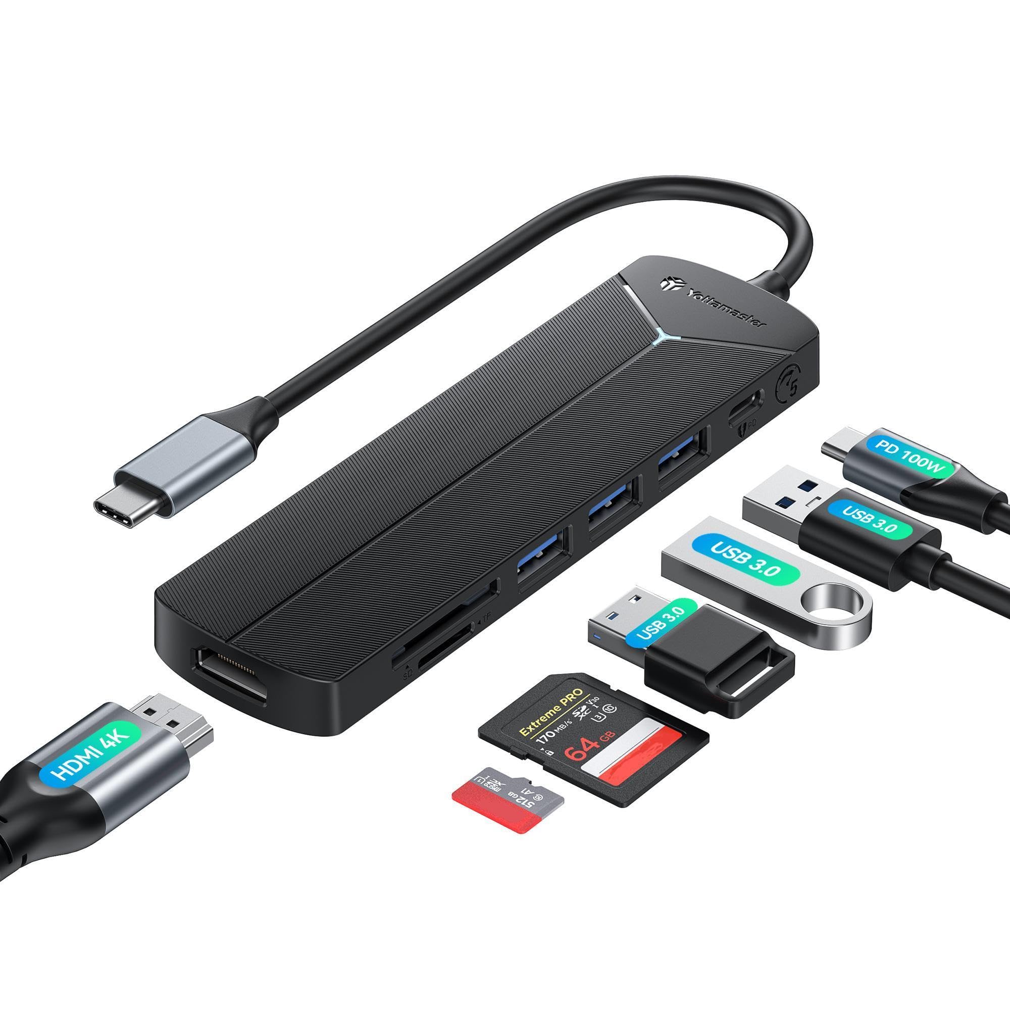 Amazon | Yottamaster USB Cハブ 7-IN-1 USB ハブ Type-C PD 100W 急速